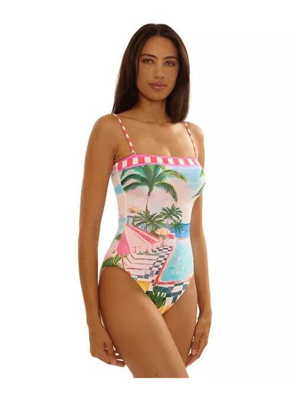 Becca Women's Miami Beach Colette Bandeau Neck One-Piece Swimsuit